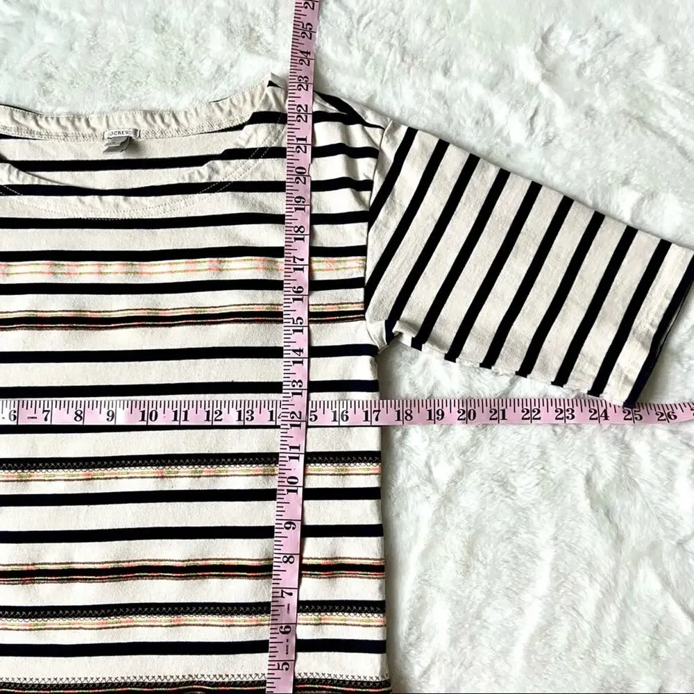 J. Crew Embroidered Striped Top Size Small